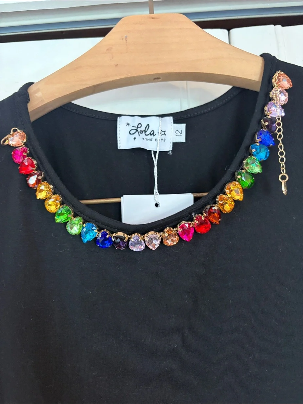 Lola + The Boys black Rainbow Gems Tank Dress NWT SZ 12